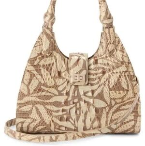 NWT$395 Brahmin Adrian Stepping Stone Melbourne Lthr Satchel foliage brown beige